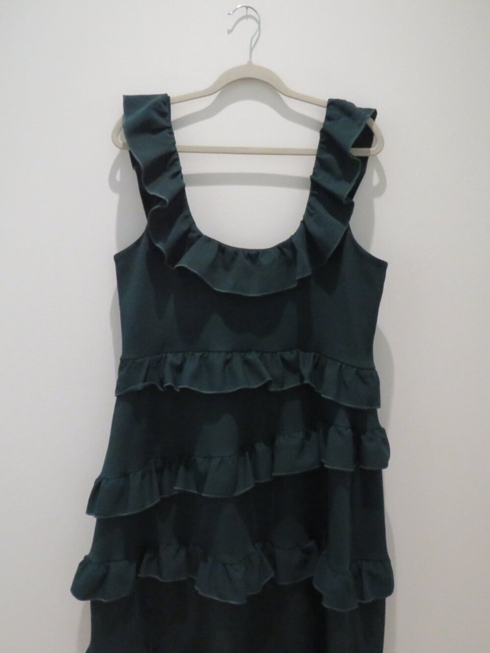 SHOW ME YOUR MUMU Greta Ruffle Midi Dress Emerald Green Sz 1X Wedding Cocktail - Picture 11 of 13
